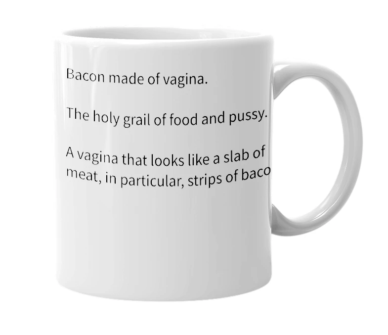 White mug with the definition of 'Poonbacon'