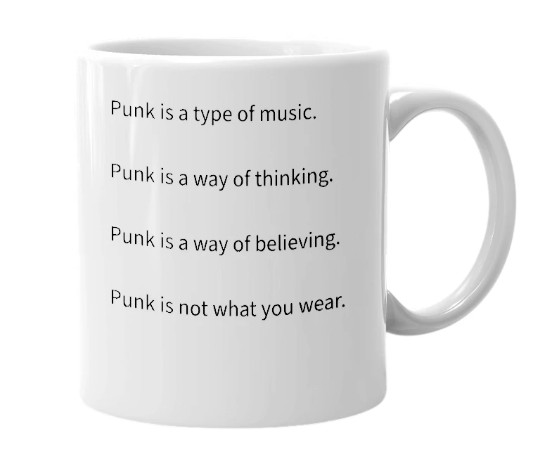 White mug with the definition of 'Punk'