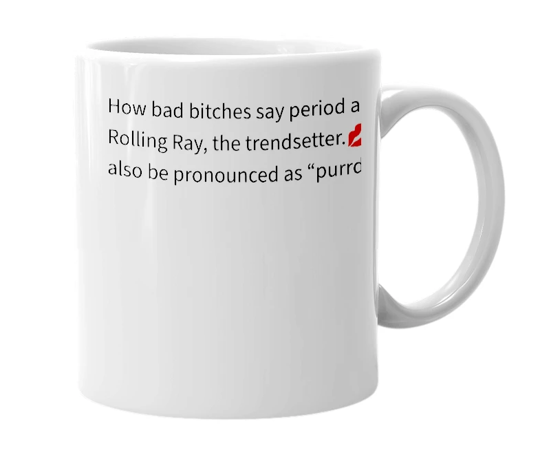 White mug with the definition of 'Purr'