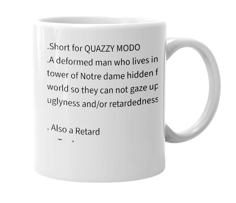 White mug with the definition of 'Quaz'