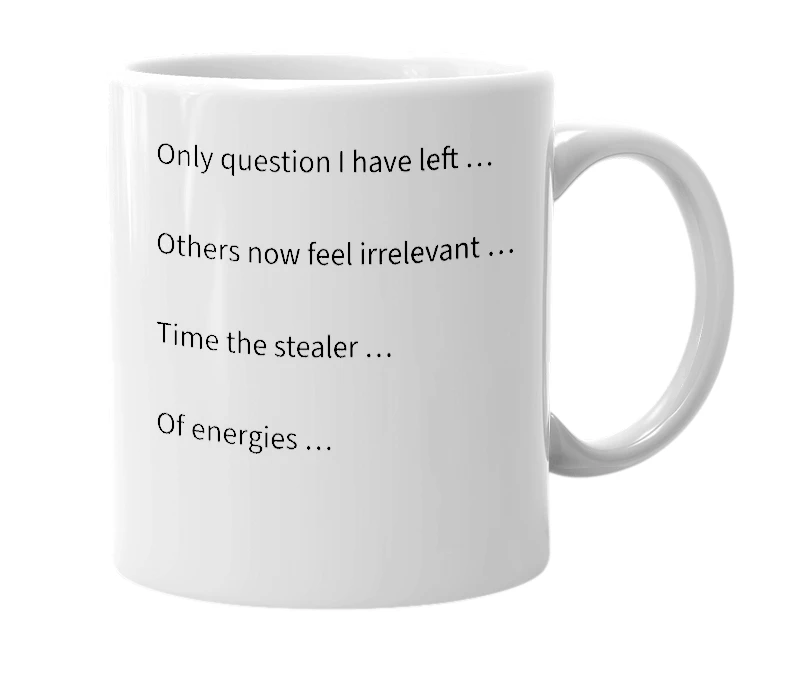 White mug with the definition of 'Question'