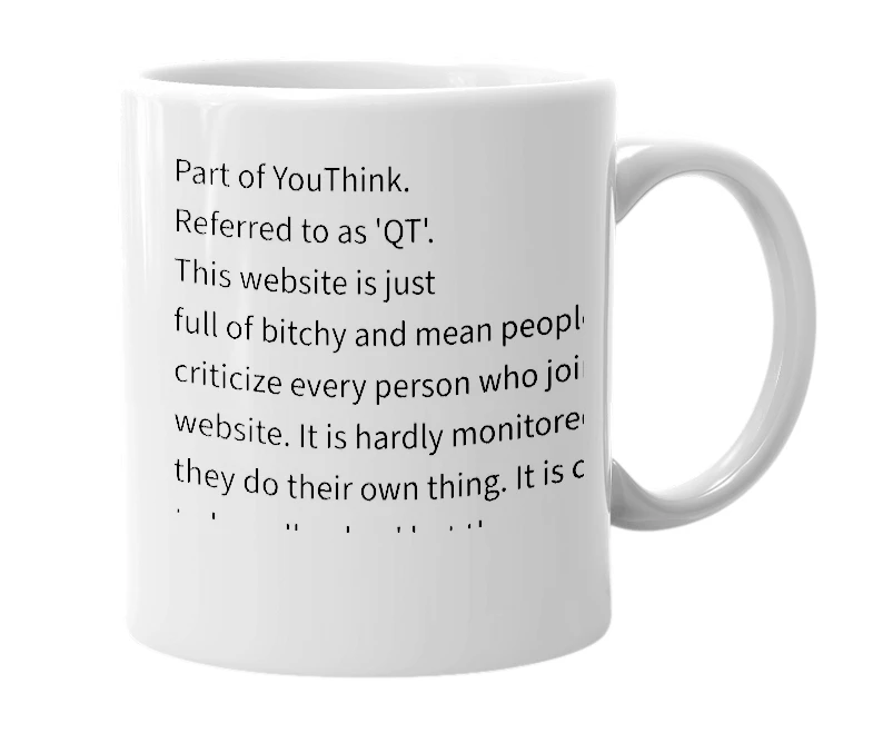 White mug with the definition of 'Quiztron'