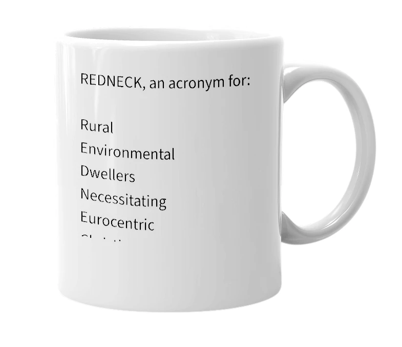 White mug with the definition of 'REDNECK'