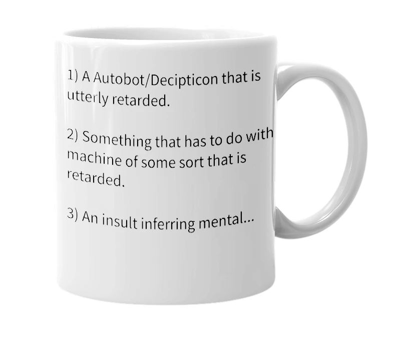 White mug with the definition of 'Retardicon'