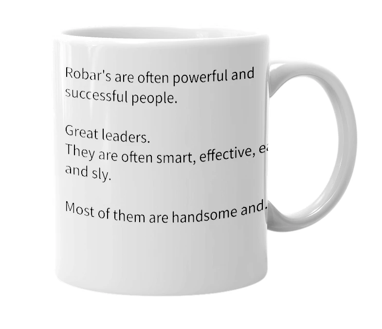 White mug with the definition of 'Robar'
