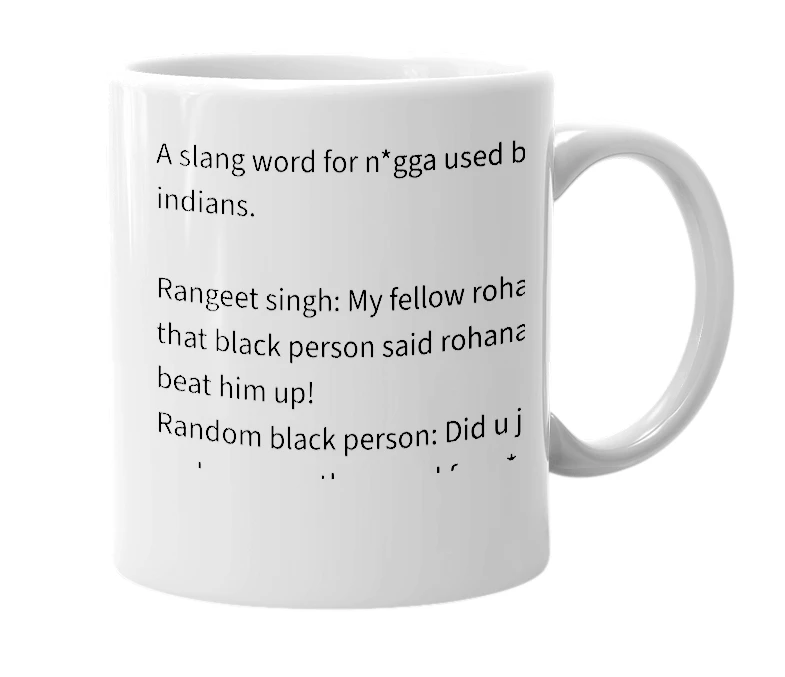 White mug with the definition of 'Rohana'