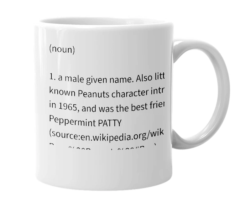 White mug with the definition of 'Roy'