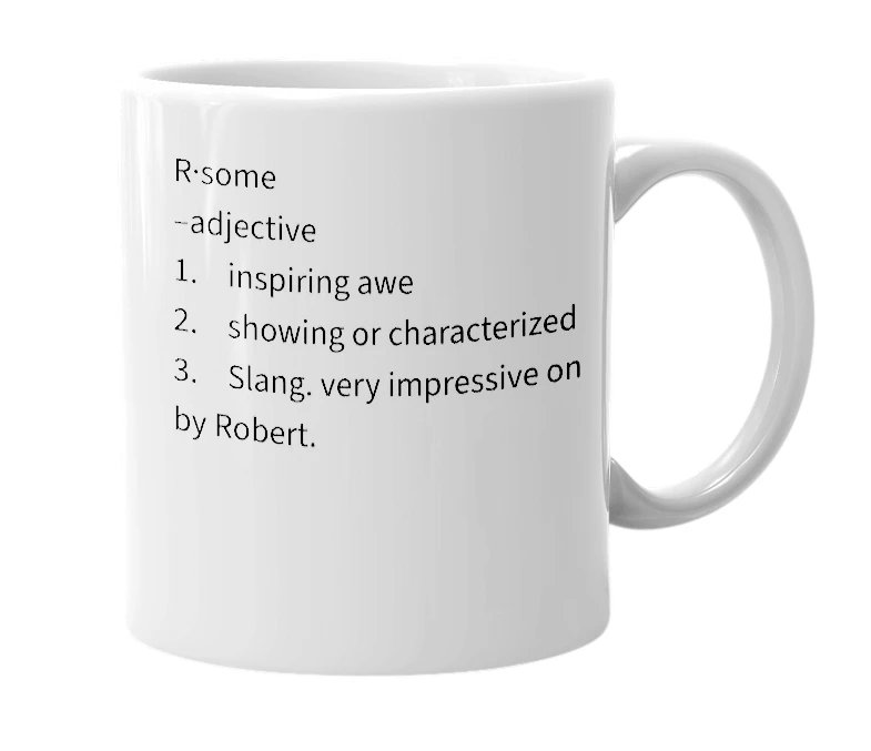 White mug with the definition of 'Rsome'