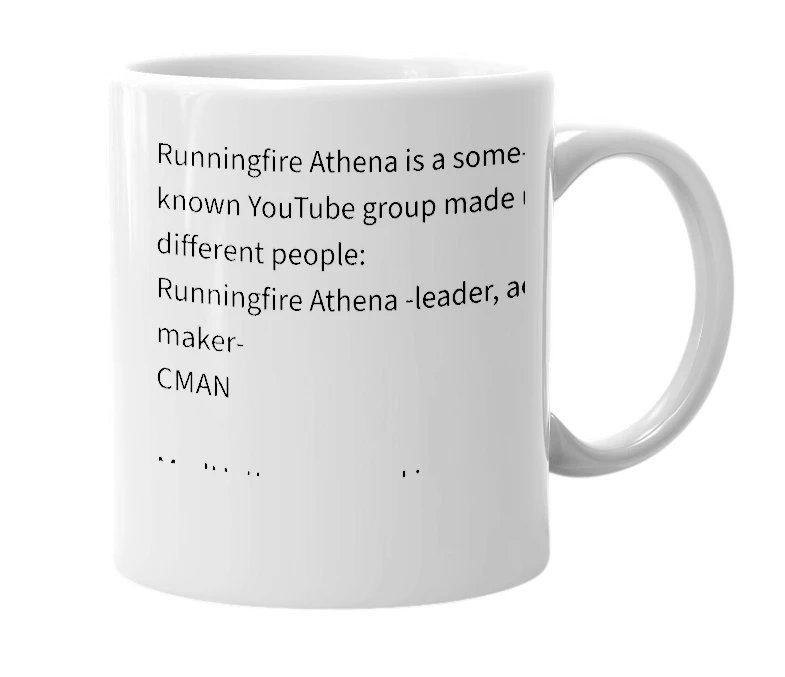 White mug with the definition of 'Runningfire Athena'