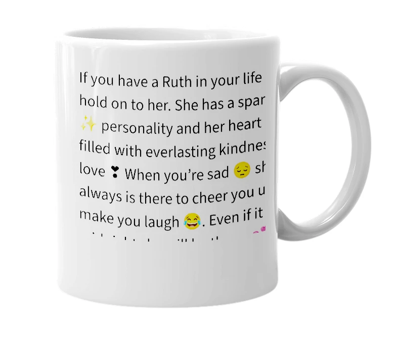 White mug with the definition of 'Ruth'