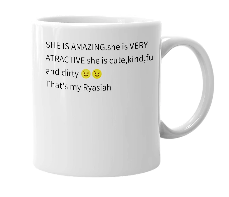 White mug with the definition of 'Ryaisah'