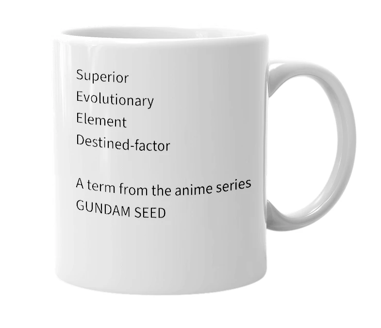 White mug with the definition of 'SEED'