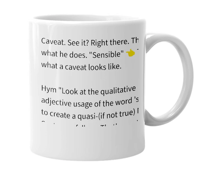 White mug with the definition of 'Sensible'