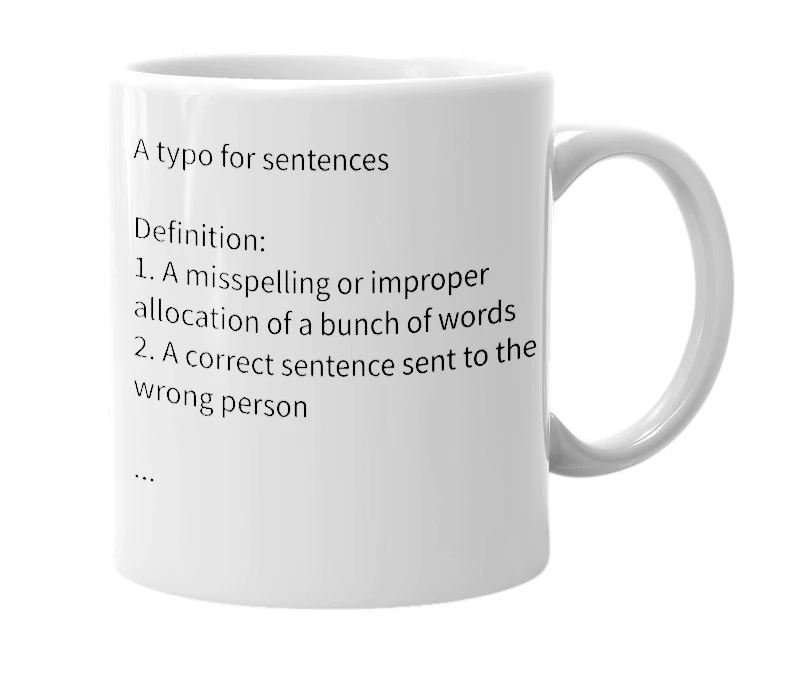 White mug with the definition of 'Sentenco'