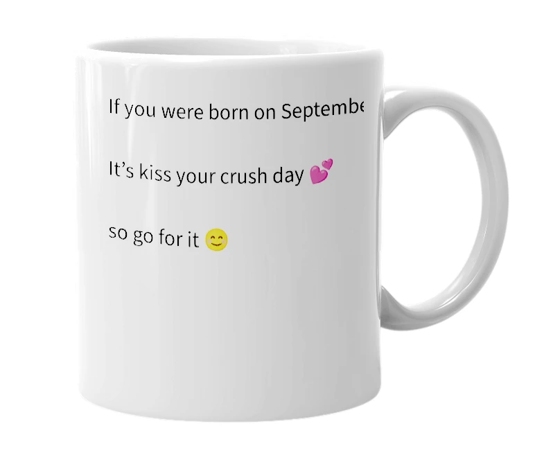 White mug with the definition of 'September 3'