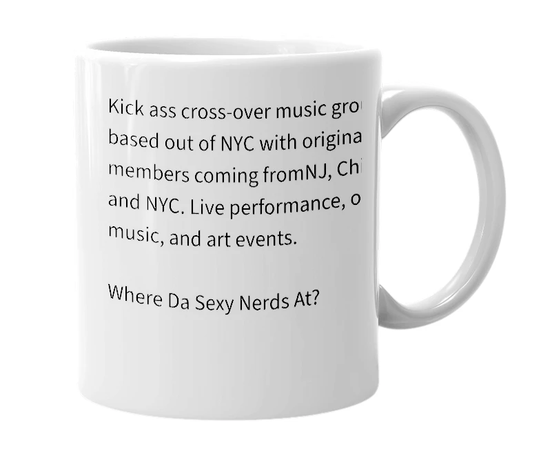 White mug with the definition of 'Sexy Nerds'