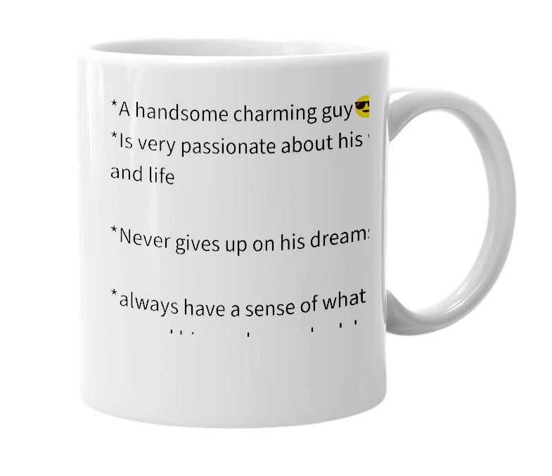 White mug with the definition of 'Shameer'