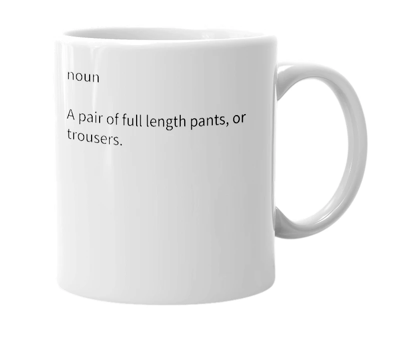 White mug with the definition of 'Slacks'