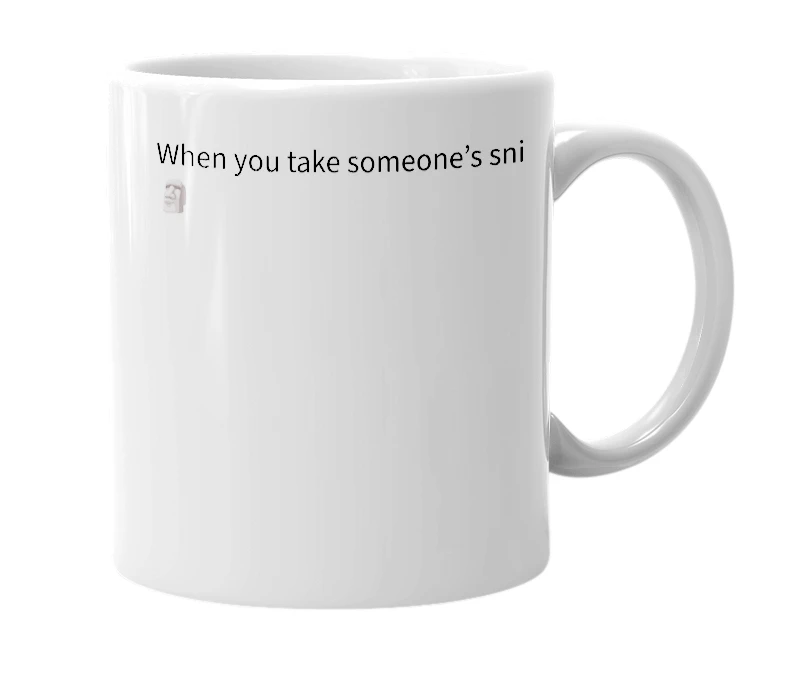 White mug with the definition of 'Snag'