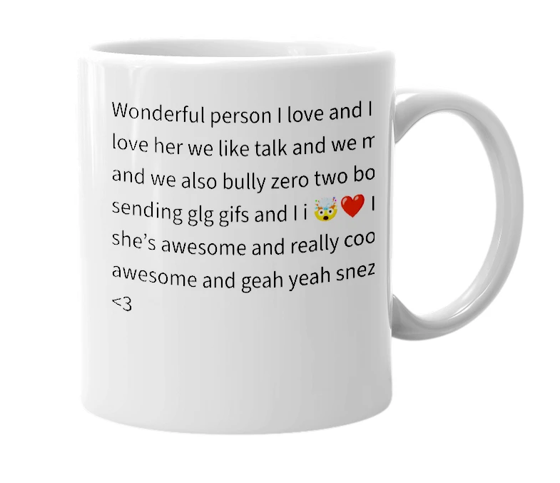 White mug with the definition of 'Snezhnaya'