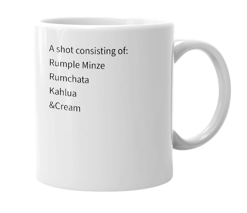 White mug with the definition of 'Snowman Jizz'
