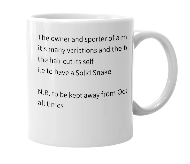 White mug with the definition of 'Solid Snake'