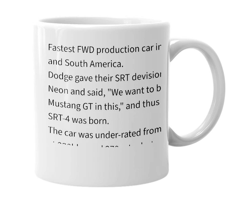 White mug with the definition of 'Srt-4'