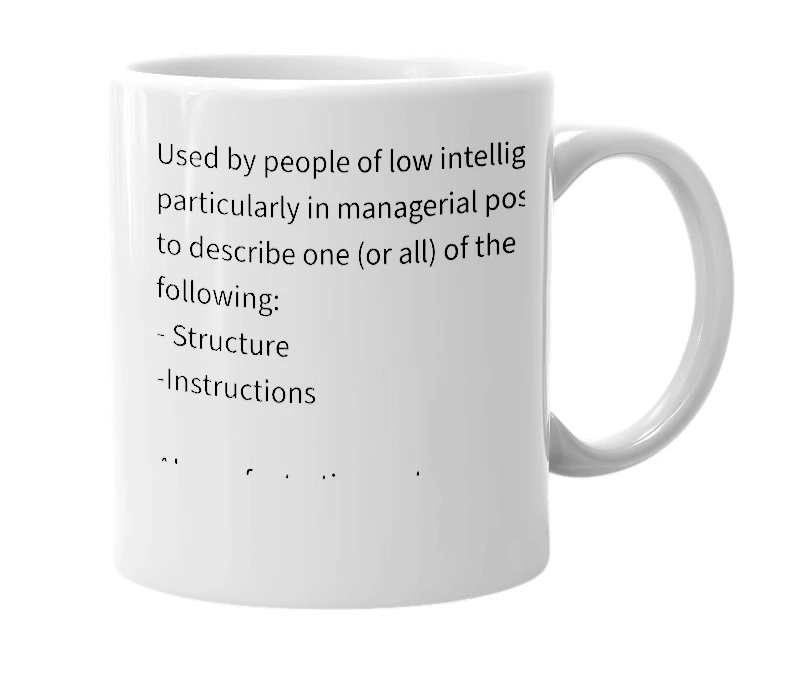 White mug with the definition of 'Structor'