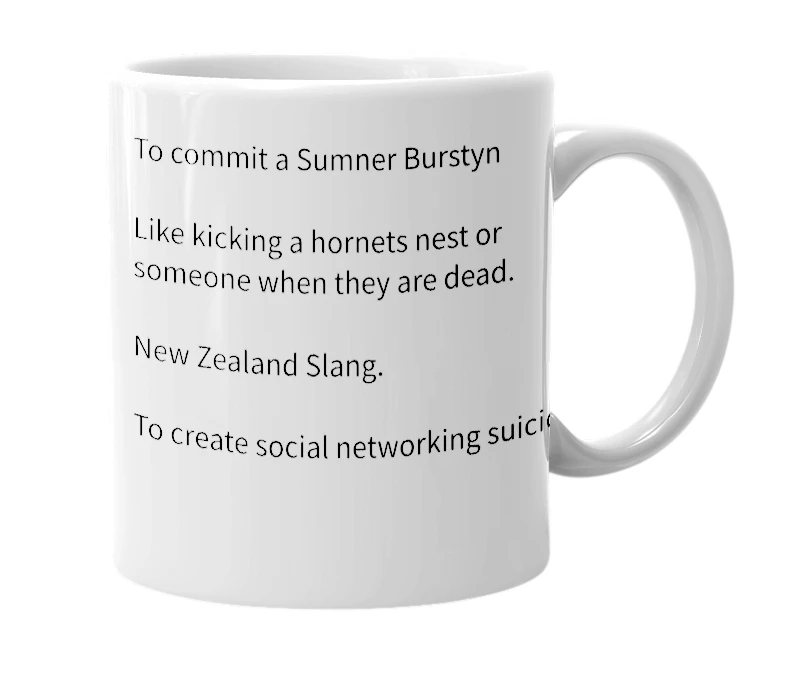 White mug with the definition of 'Sumner Burstyn'