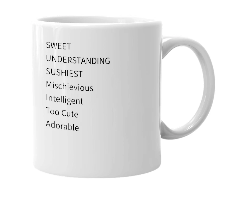 White mug with the definition of 'Susmita'