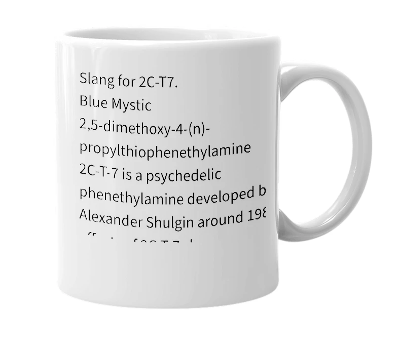 White mug with the definition of 'T7'