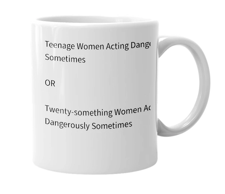 White mug with the definition of 'TWADS'