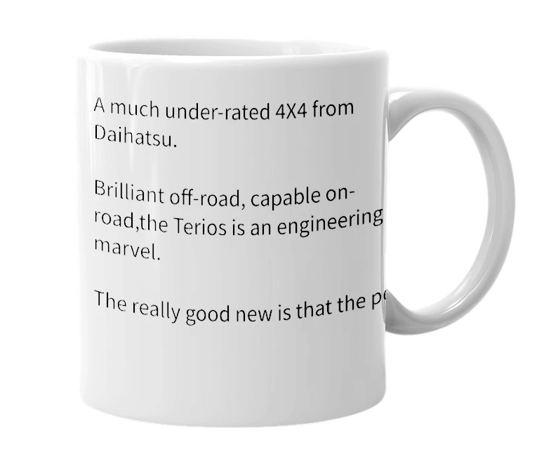 White mug with the definition of 'Terios'