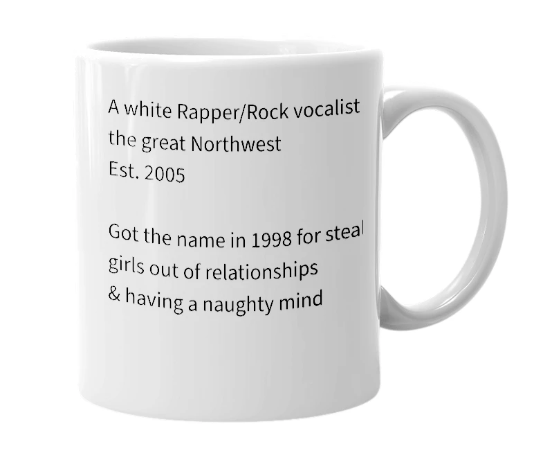 White mug with the definition of 'The Real Dirty D'