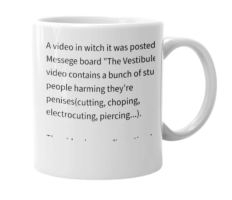 White mug with the definition of 'The Video'