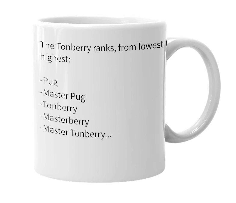 White mug with the definition of 'Tonberry'