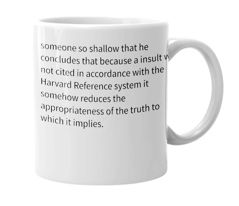 White mug with the definition of 'Touchylittlecant'