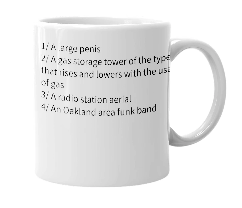 White mug with the definition of 'Tower of power'