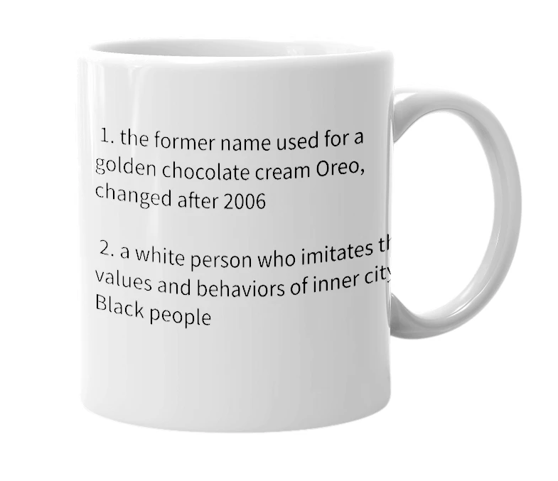 White mug with the definition of 'Uh Oh Oreo'