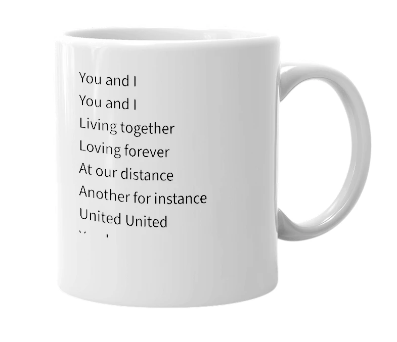 White mug with the definition of 'United'