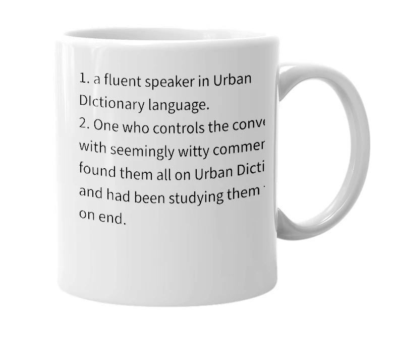 White mug with the definition of 'Urban Dictator'