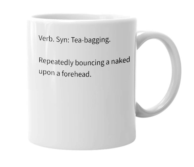 White mug with the definition of 'V-Bag'