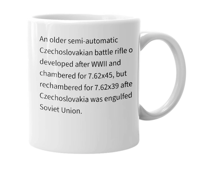 White mug with the definition of 'VZ 52'