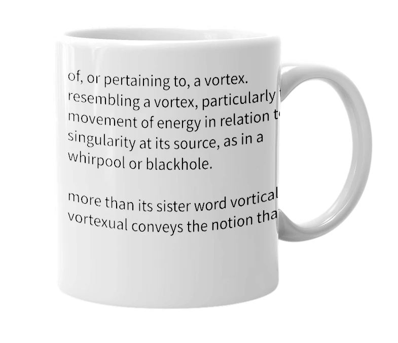 White mug with the definition of 'Vortexual'