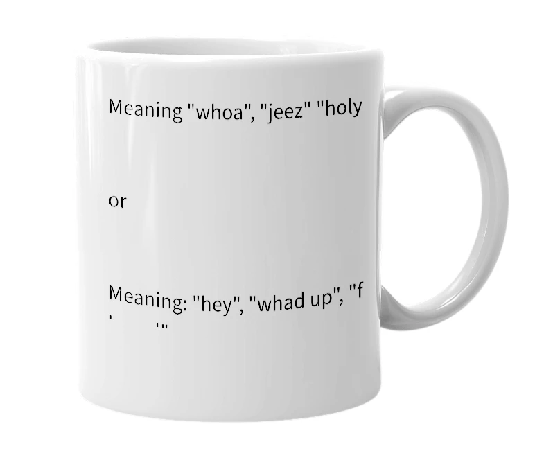 White mug with the definition of 'WOOZASS'