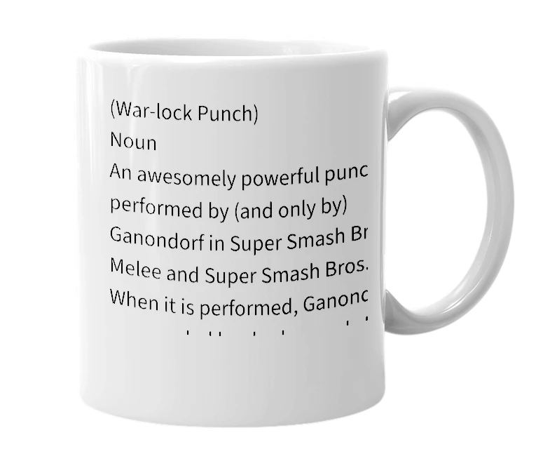 White mug with the definition of 'Warlock Punch'