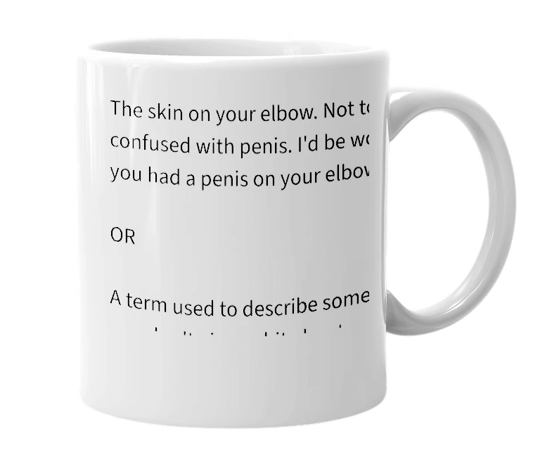 White mug with the definition of 'Wenis'