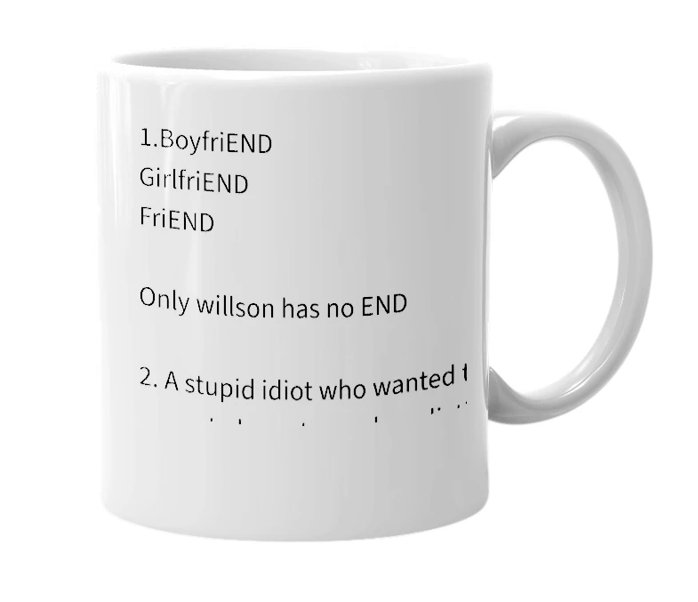 White mug with the definition of 'Willson'