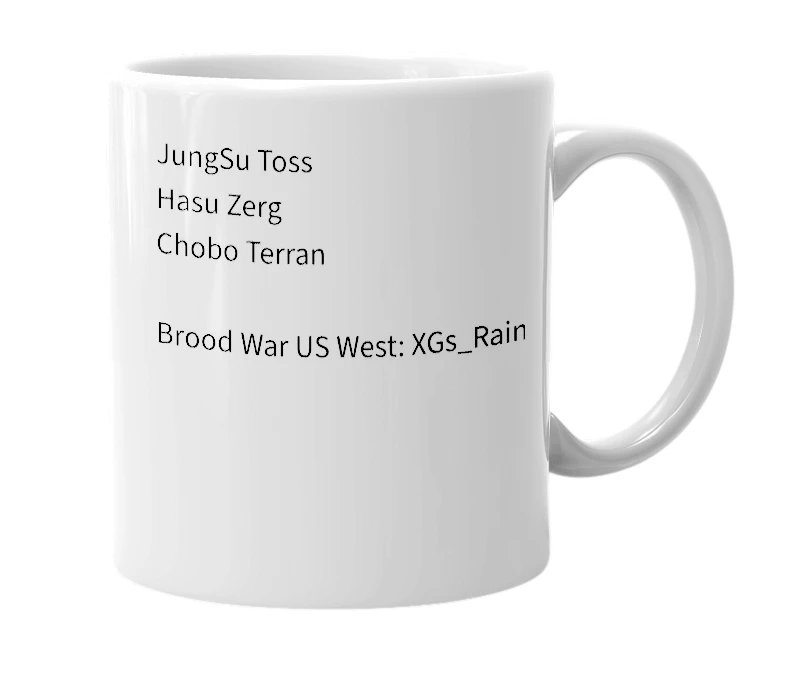 White mug with the definition of 'XGs_Rain'