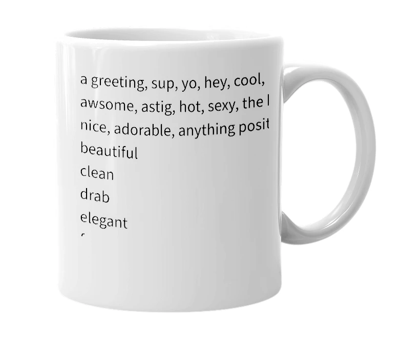 White mug with the definition of 'Xuall'